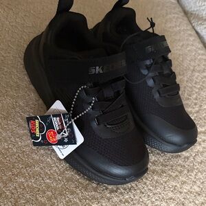 Skechers Black Kids Hook-and-Loop Athletic Sneakers